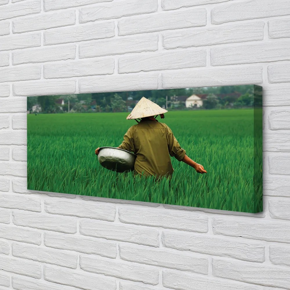 Fotoobraz na płótnie Człowiek na Trawie