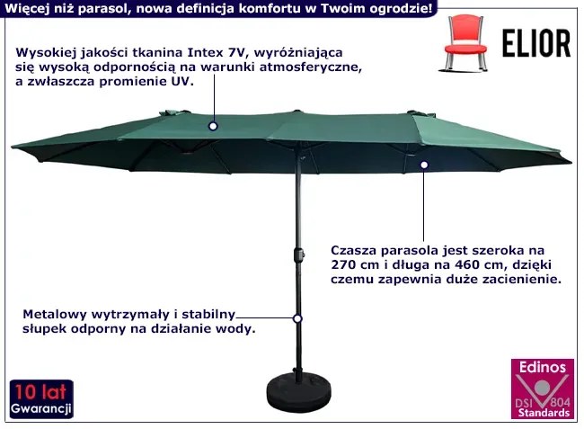 Ciemnozielony parasol do ogrodu - Heberi