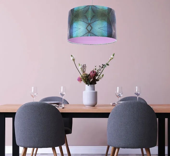 Różowa lampa wisząca z okrągłym kloszem - S389 F5-C15