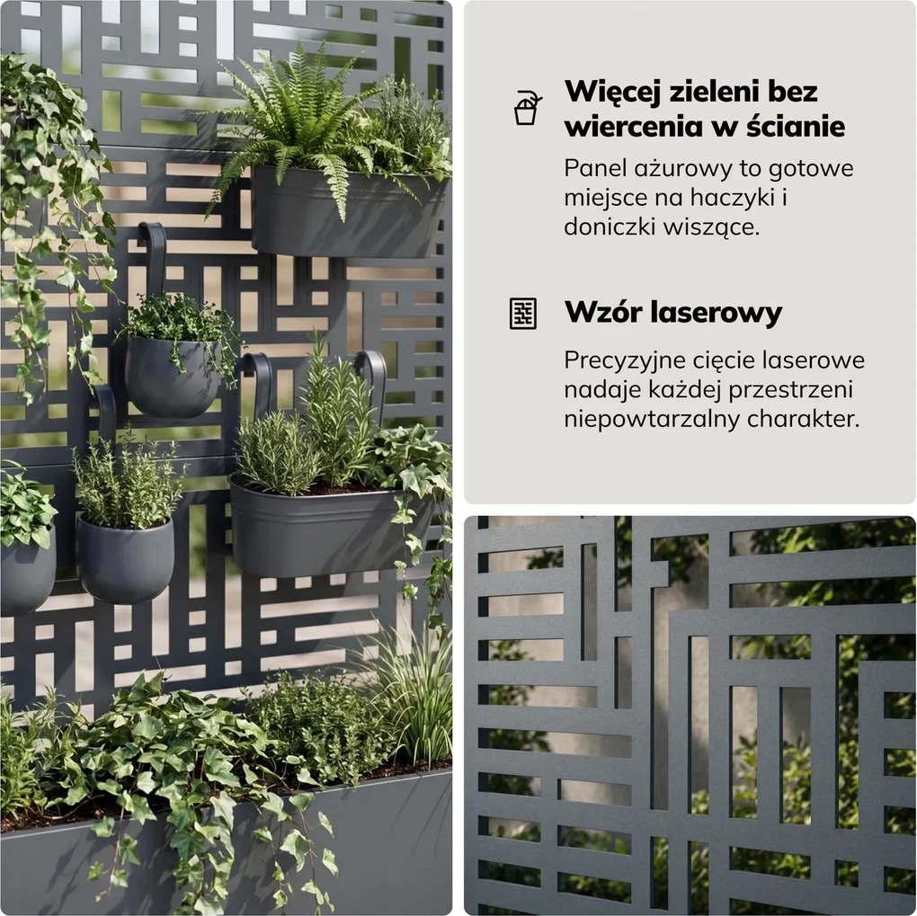 Pergola ogrodowa metalowa z donicą Rose 120 × 30 × 180 cm, kolor antracyt