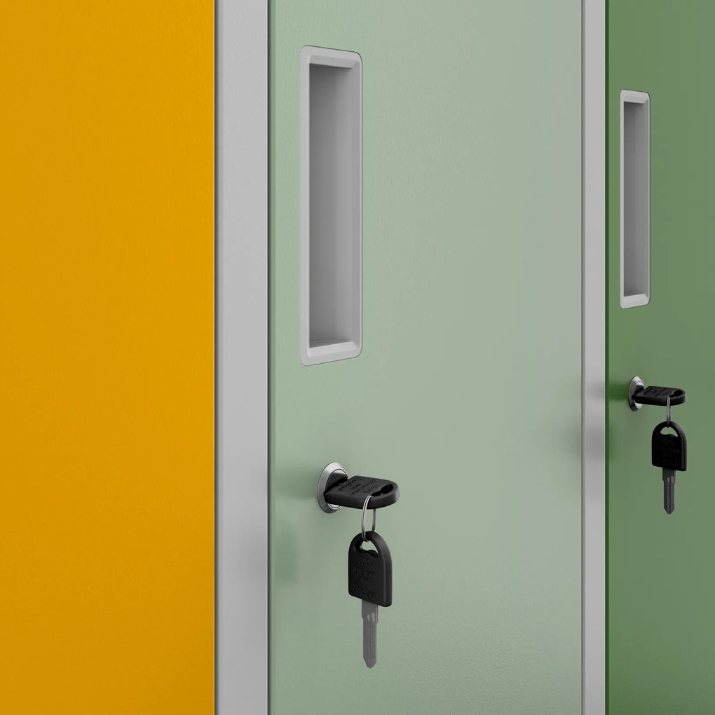 Kolorowa szatnia szkolna 10-skrytkowa Bartuś 136x45x150 cm