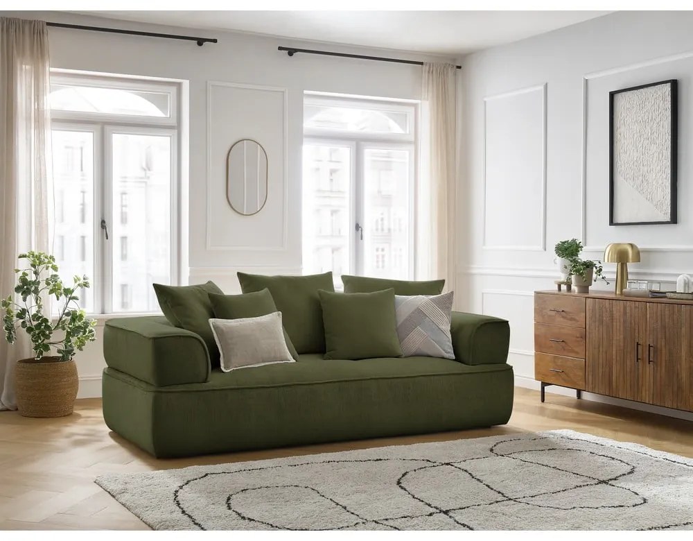 Zielona sofa z tkaniny szenilowej 237 cm Whesley – Bobochic Paris