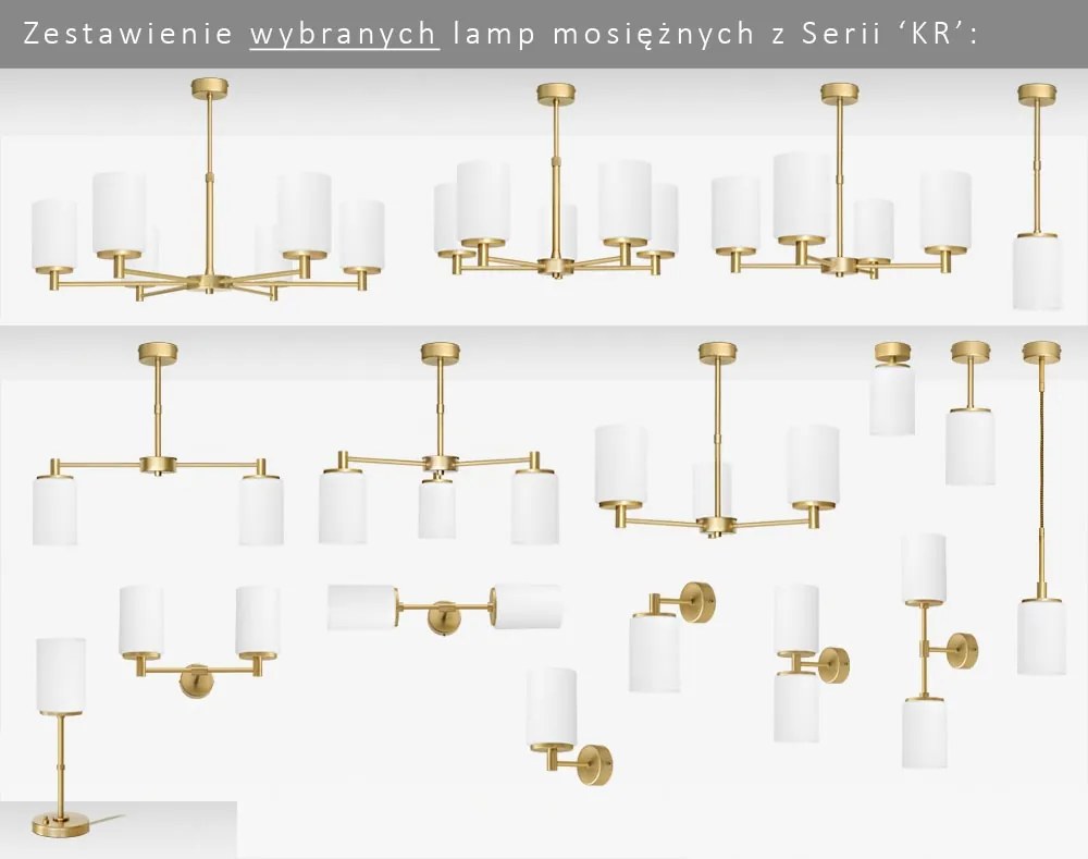 Nowoczesny żyrandol z białymi kloszami KR-S4AU