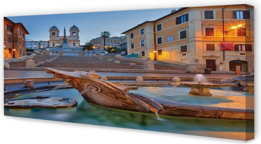 Obraz na płótnie Rzymska Fontanna o Zmierzchu