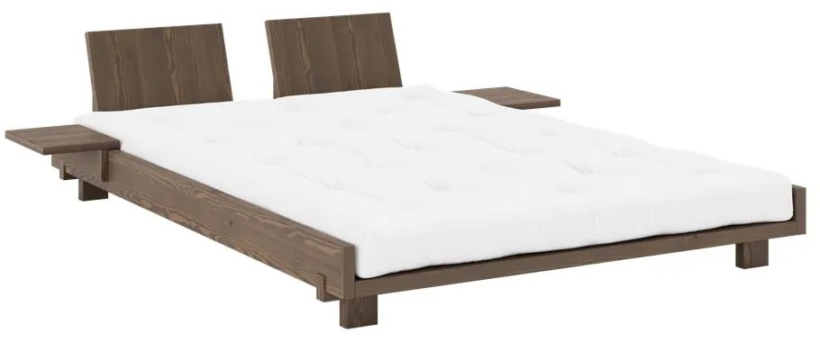 Brązowe łóżko dwuosobowe z litego drewna sosnowego ze stelażem 140x200 cm Social – Karup Design
