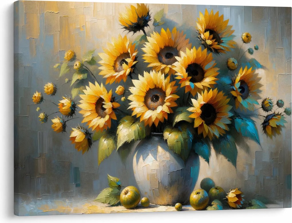 Obraz – Wazon ze słonecznikami (70x50 cm)