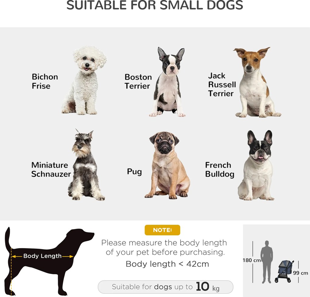 Outsunny Wózek dla Psa Składany 1 Koszyk Poduszka Kieszeń Granatowy | Aosom PL