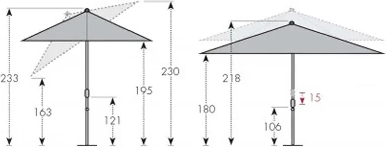 Doppler ALU WOOD parasol ogrodowy 210 x 140 cm antracyt