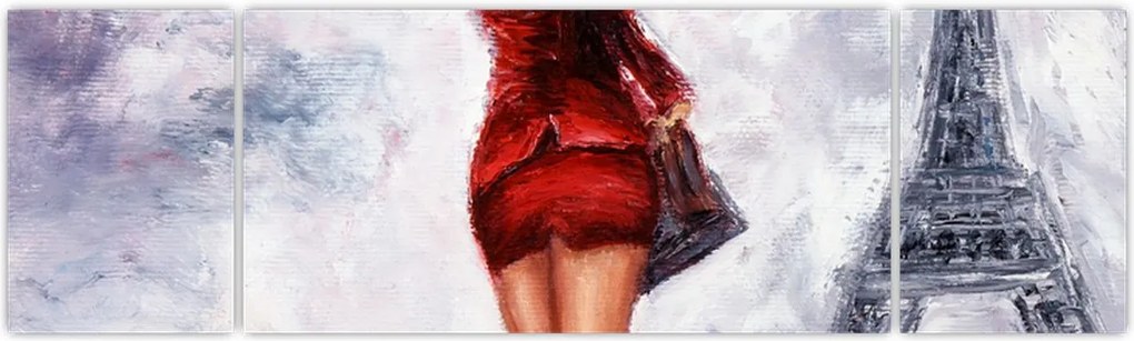 Obraz - Kobieta i wieża Eiffla (170x50 cm)