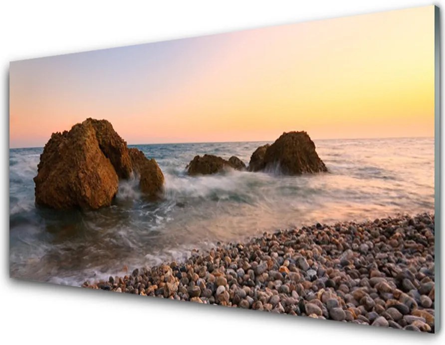 Panel Szklany Fale Rozbijające się o Klif