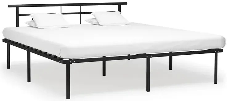 Czarne metalowe łóżko małżeńskie 160x200 cm - Nikel