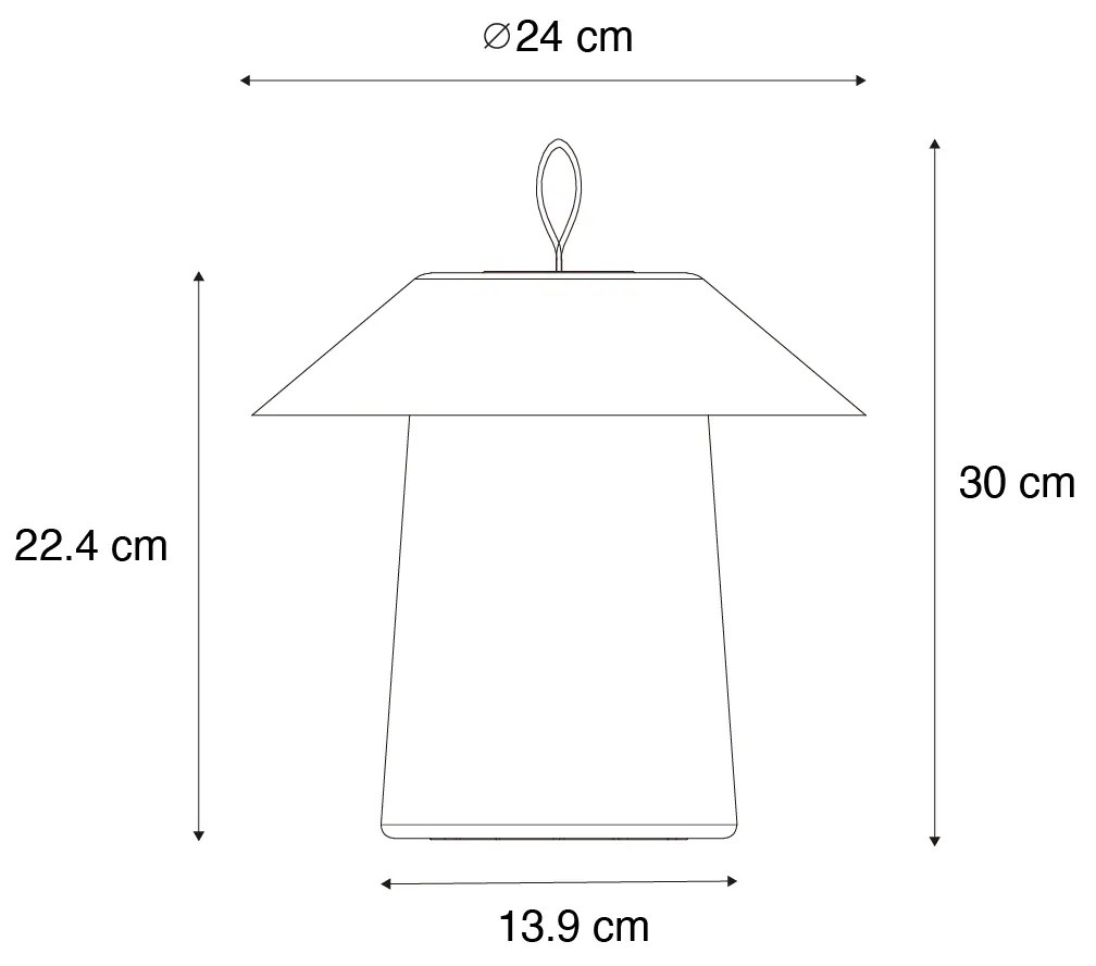 Zewnetrzna Lampa stołowa czarna z 3-stopniowym ściemnianiem LED i akumulatorem - IvanDesignerski Oswietlenie zewnetrzne