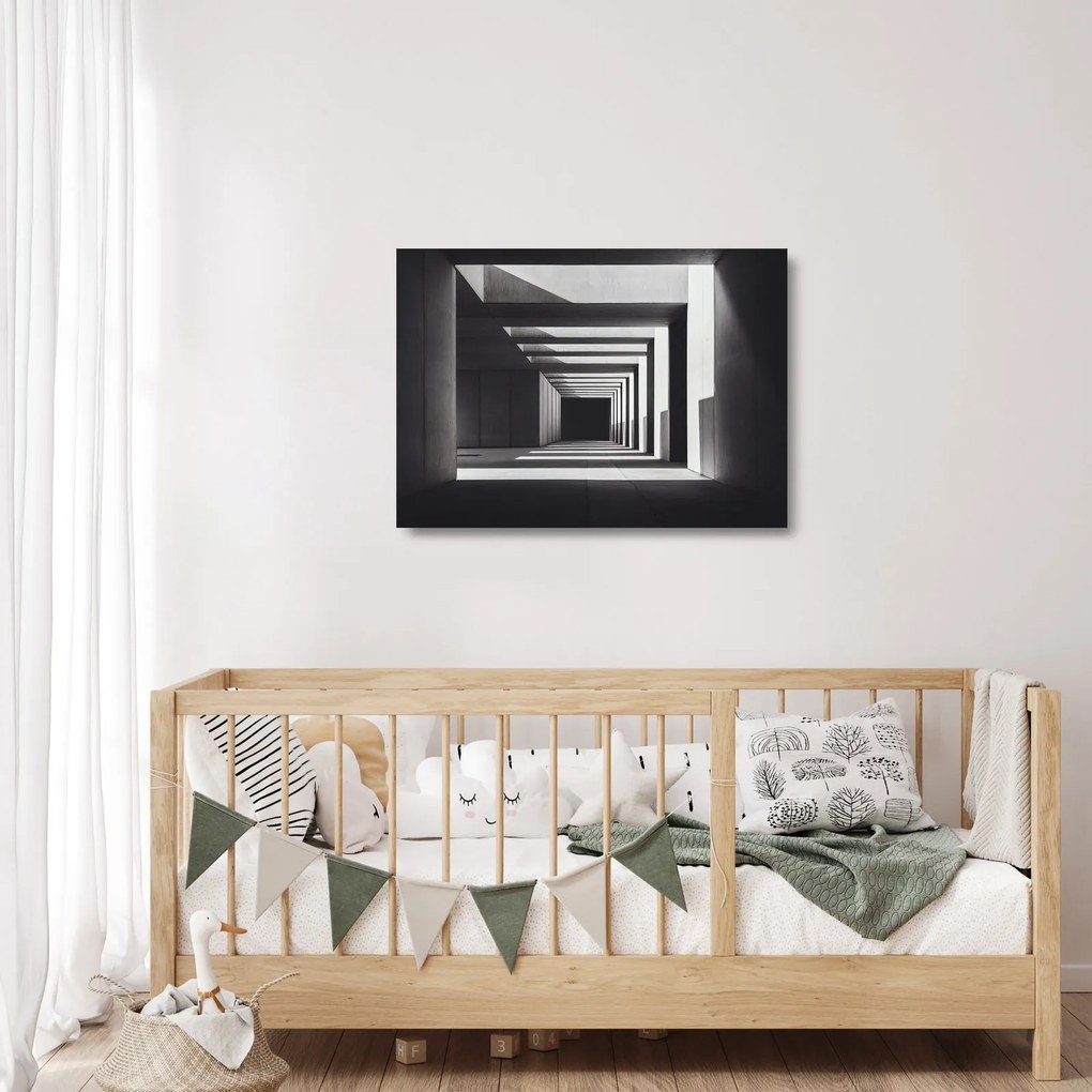 Obraz na szkle - Kwadratowy tunel (70x50 cm)