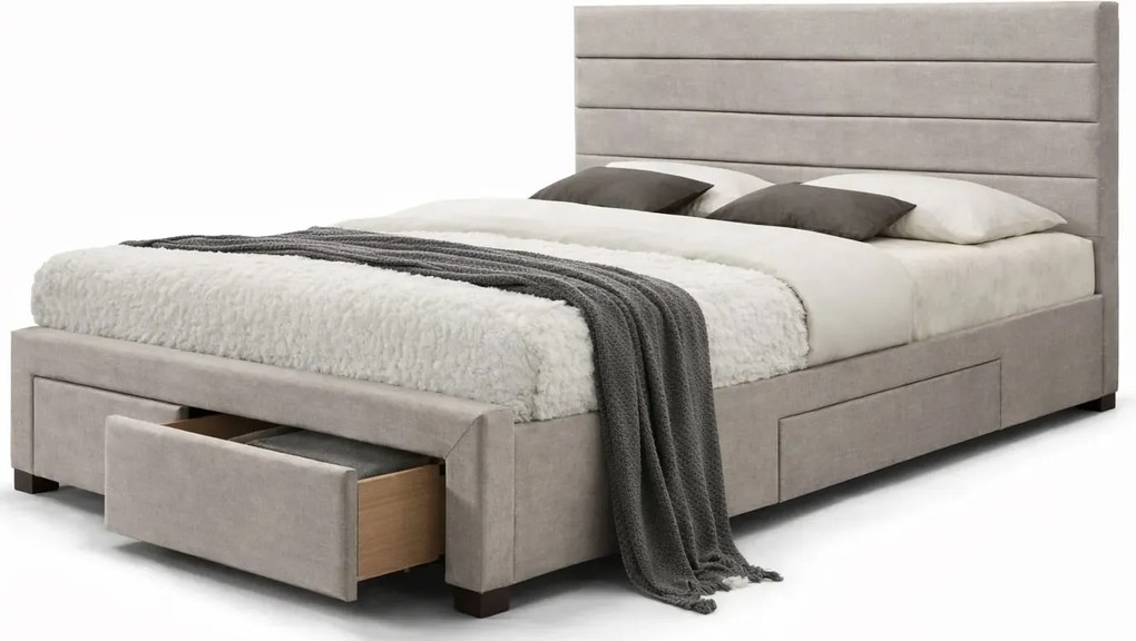 Beżowe łóżko z szufladami T3-K29