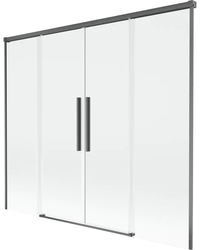 Mexen Rox parawan nawannowy 2-skrzydłowy rozsuwany 170 x 150 cm, transparent, gun gray szczotkowany - 8C9-170-002-66-00