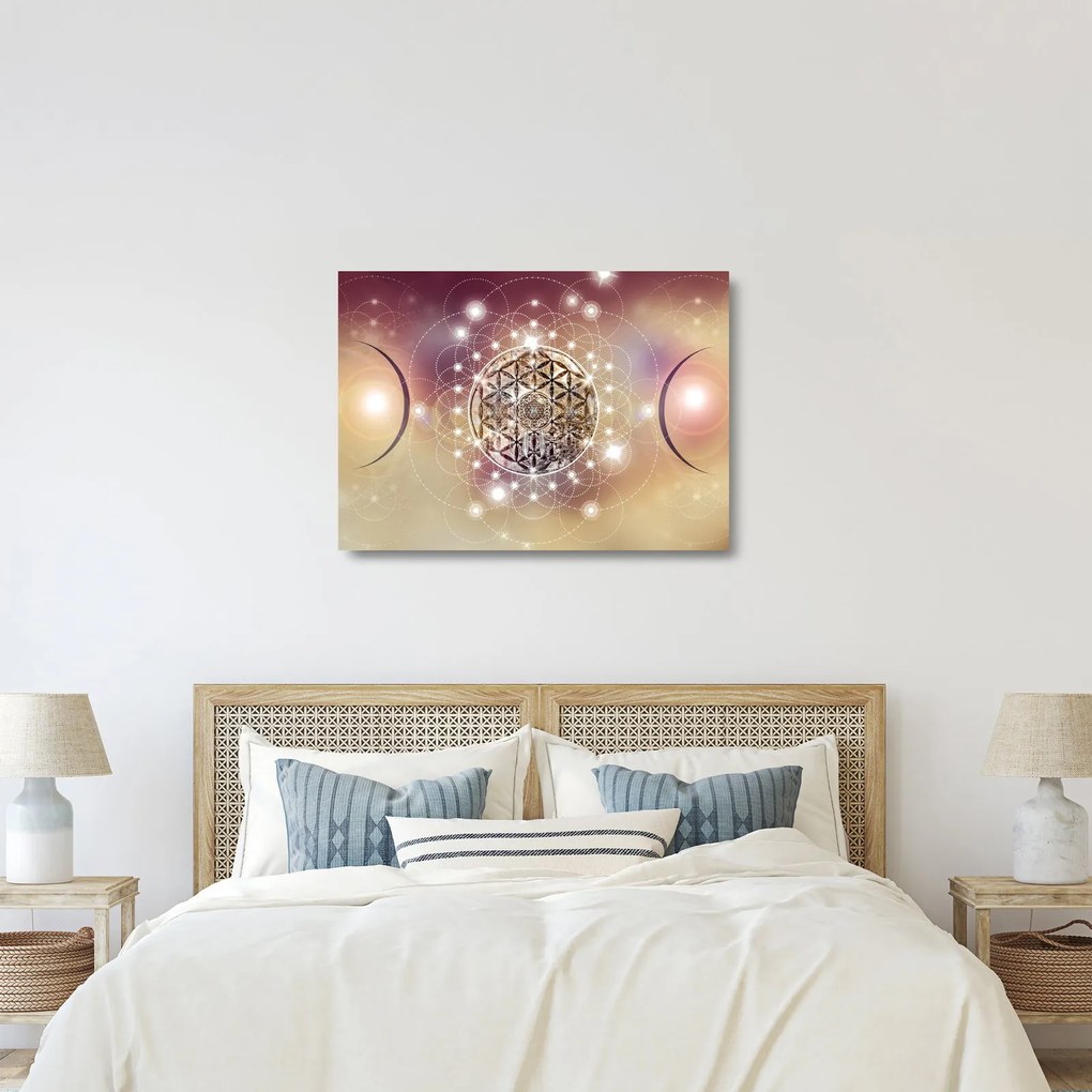Obraz na szkle - Mandala z elementami (70x50 cm)