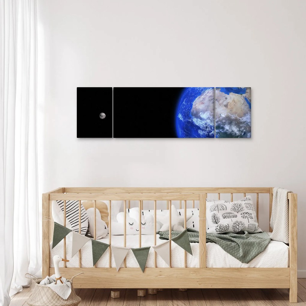 Obraz Księżyca i Ziemi (170x50 cm)