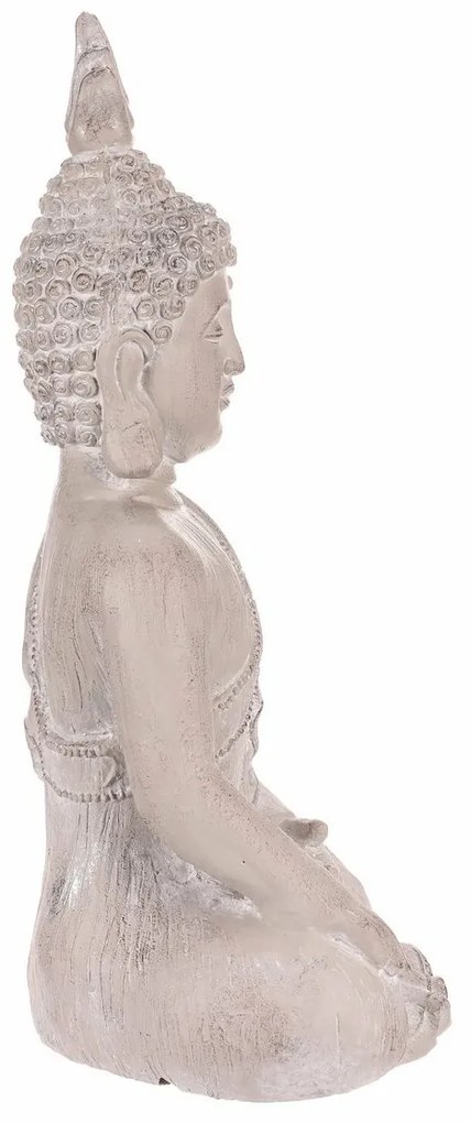 Dekoracja statuetka siedzącego Buddy, szara,poliresina, 30 x 22 x 54 cm