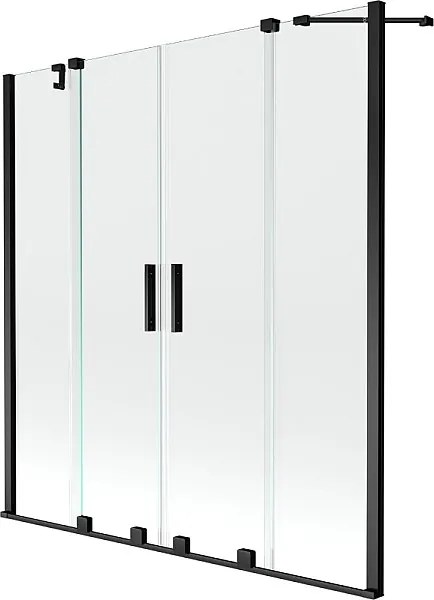 Mexen Velar Duo parawan nawannowy 2-skrzydłowy rozsuwany 150 x 150 cm, transparent, czarny - 896-150-000-02-70