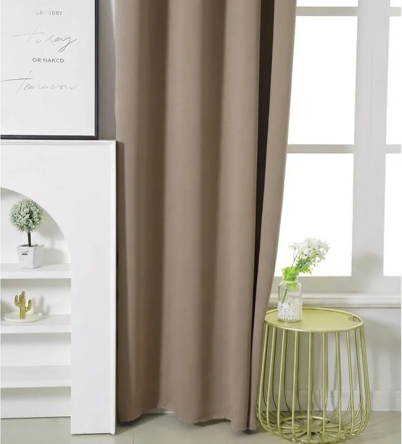 Beżowa zasłona OXFORD 140x250 cm Zawieszanie: Taśma z wiązaniami