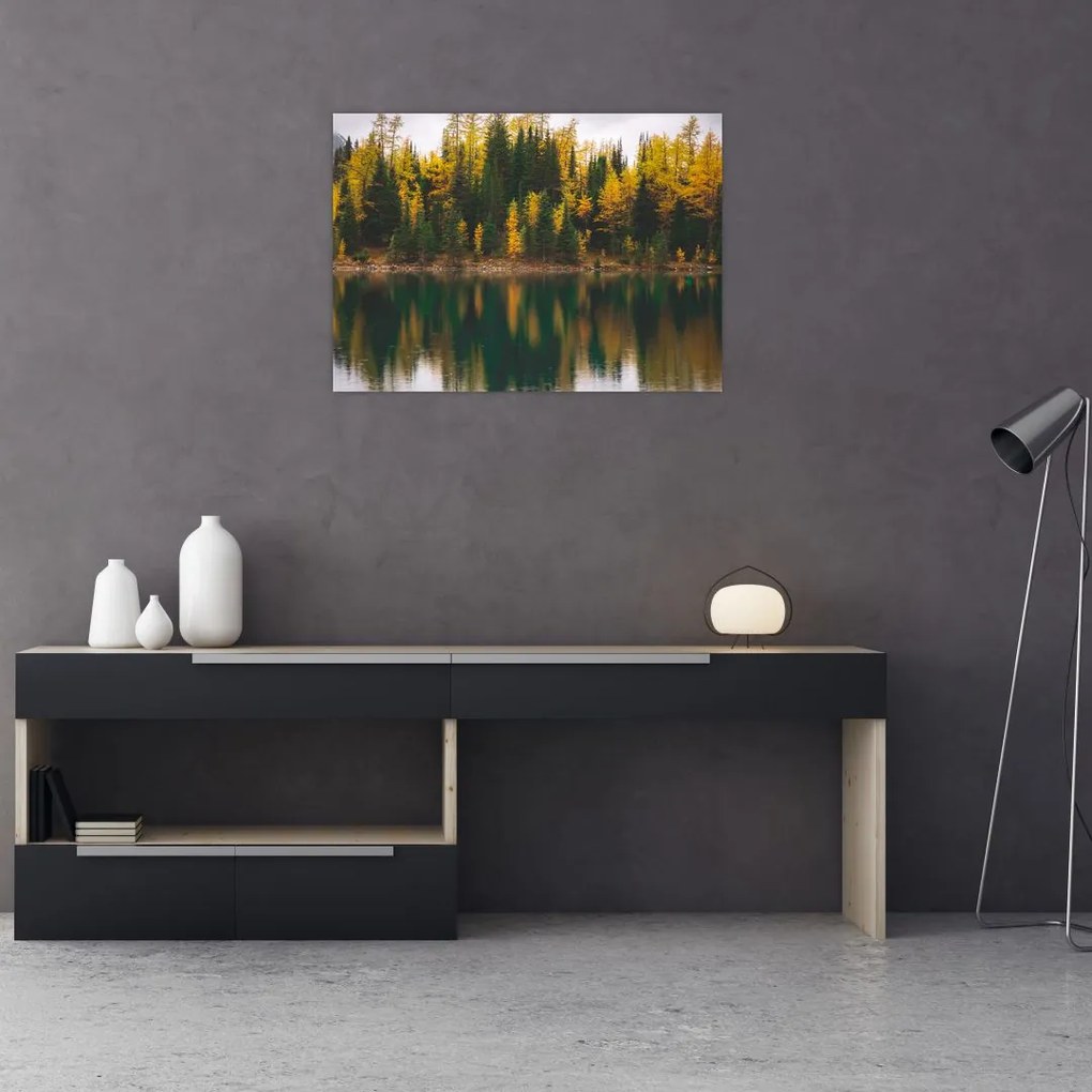 Obraz leśnego jeziora (70x50 cm)