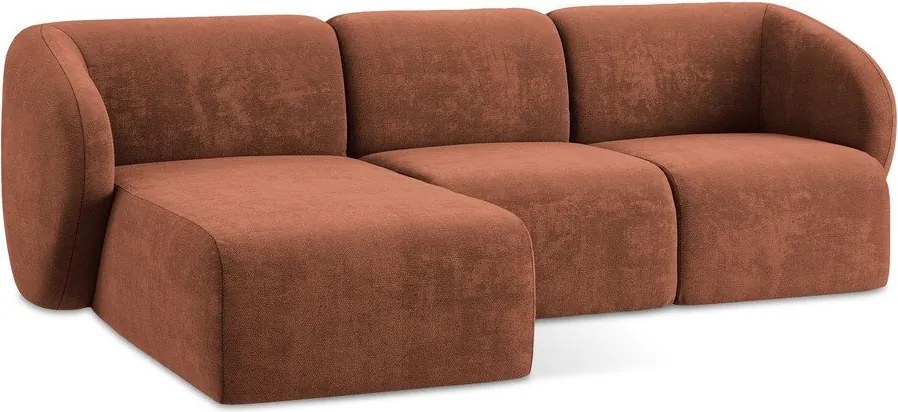 Narożnik z tkaniny szenilowej (lewostronny/z szezlongiem) w kolorze terakoty Lani – Makamii