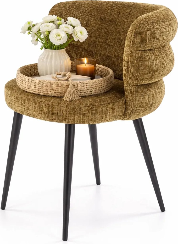 Krzesło oliwkowe na czarnej podstawie A8-K91