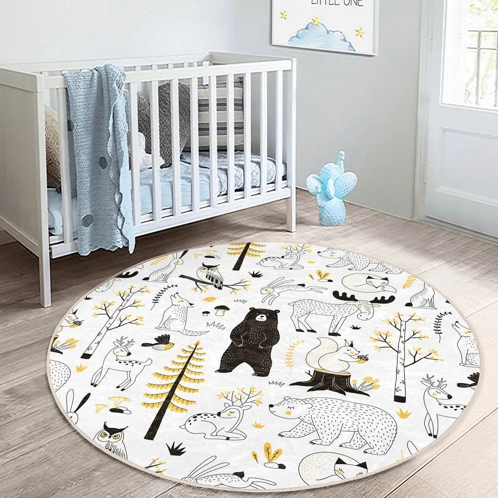 Żółto-biały dywan dziecięcy ø 100 cm Comfort – Mila Home