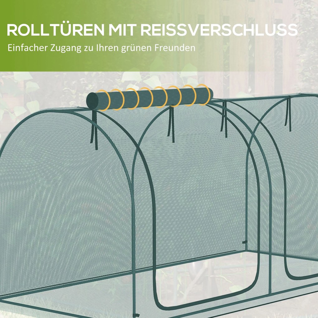 Outsunny Siatka Ochronna Ogrodowa Namiot dla Roślin Warzywnik z Drzwiami 249x120cm Ochrona Przed Szkodnikami | Aosom PL