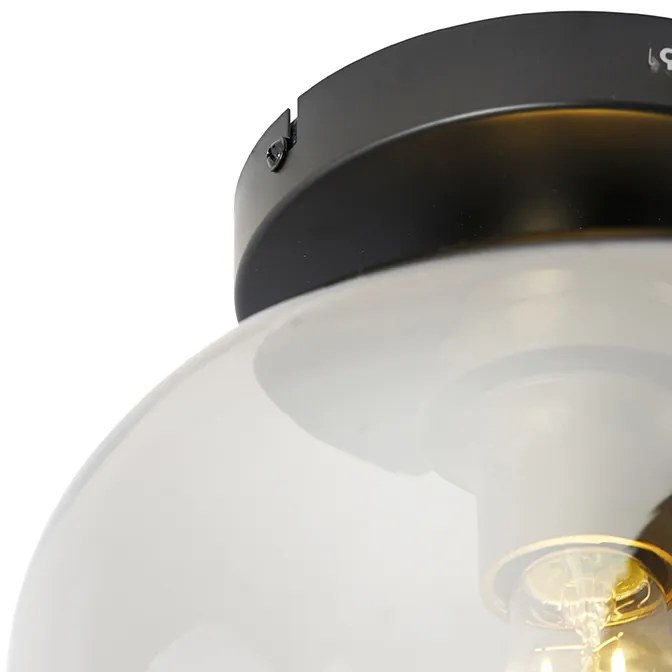 Designerska lampa sufitowa czarna i złota z dymionym szkłem - ZuzannaDesignerski Oswietlenie wewnetrzne