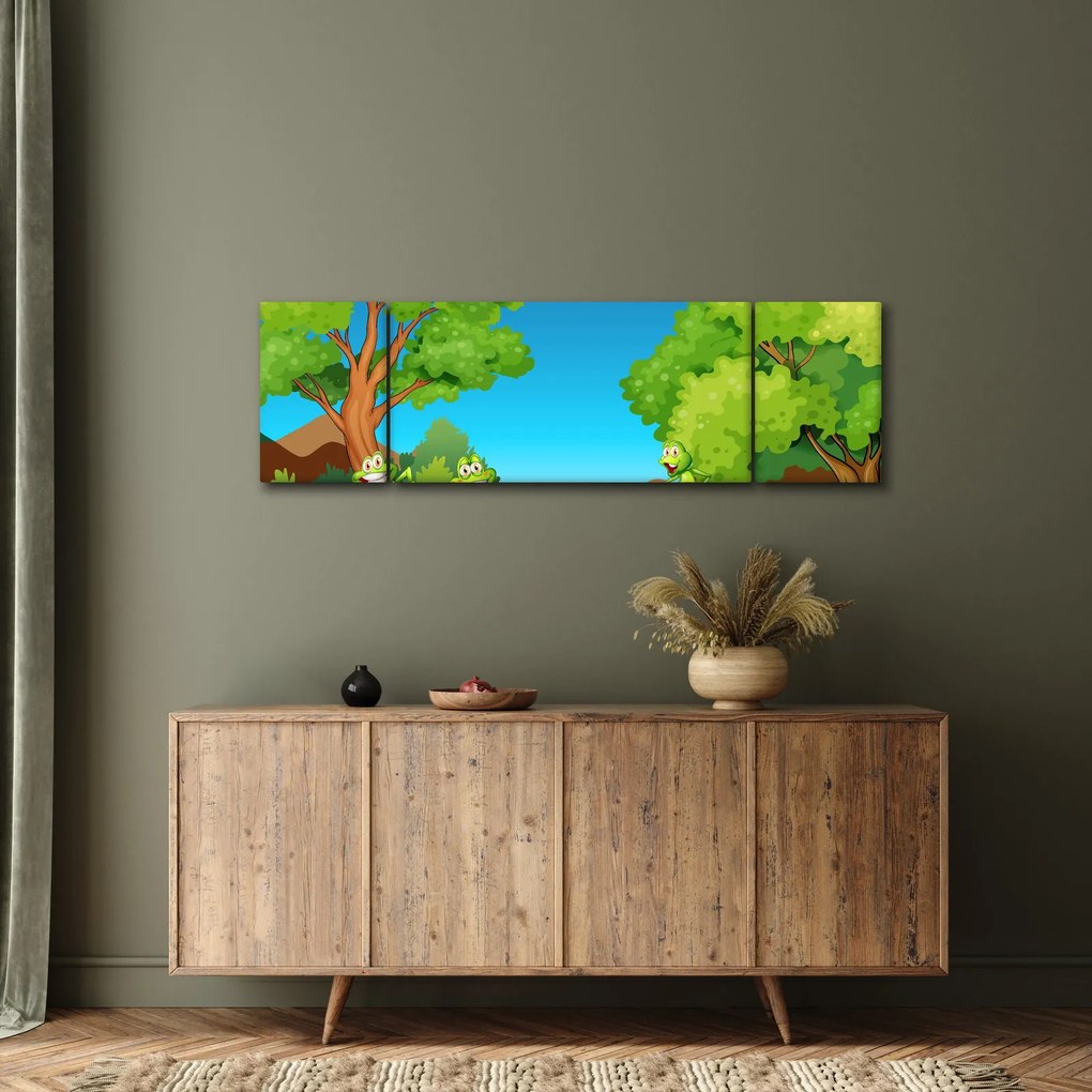 Obraz - Wesołe żaby (170x50 cm)