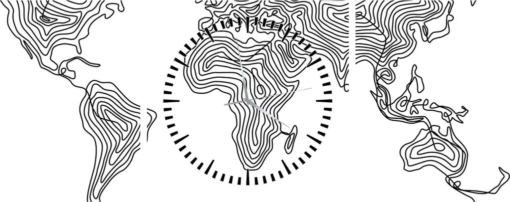 Obraz - Mapa w liniach (z zegarem) (90x30 cm)