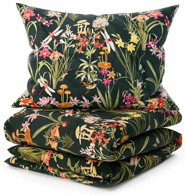 PrzytulneMieszkanie.pl PrzytulneMieszkanie.pl Pościel z mikrofibry MYSTIC GARDEN ciemnozielona Rozmiar pościeli: 2 szt 70 x 90 cm | 200 x 220 cm