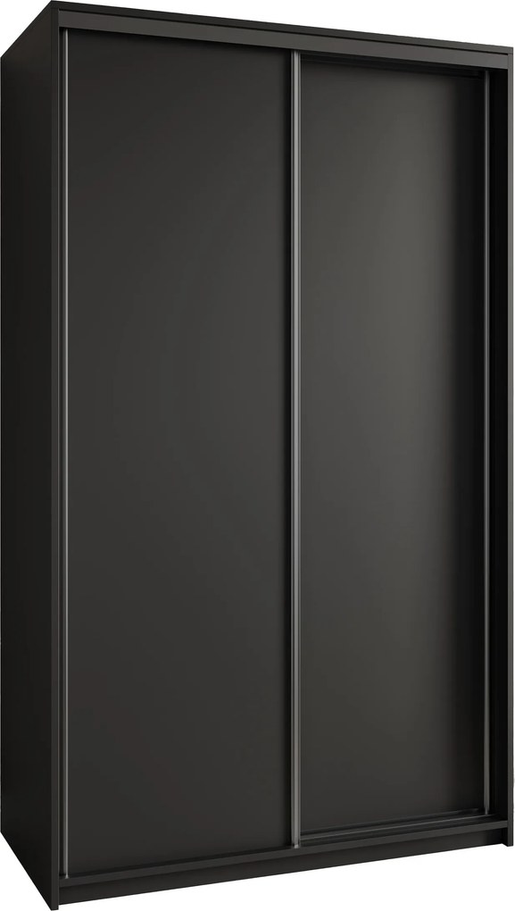 Szafa Przesuwna NISSE 120 cm Szafa Dwudrzwiowa z Szufladami Czarna / Czarne Profile
