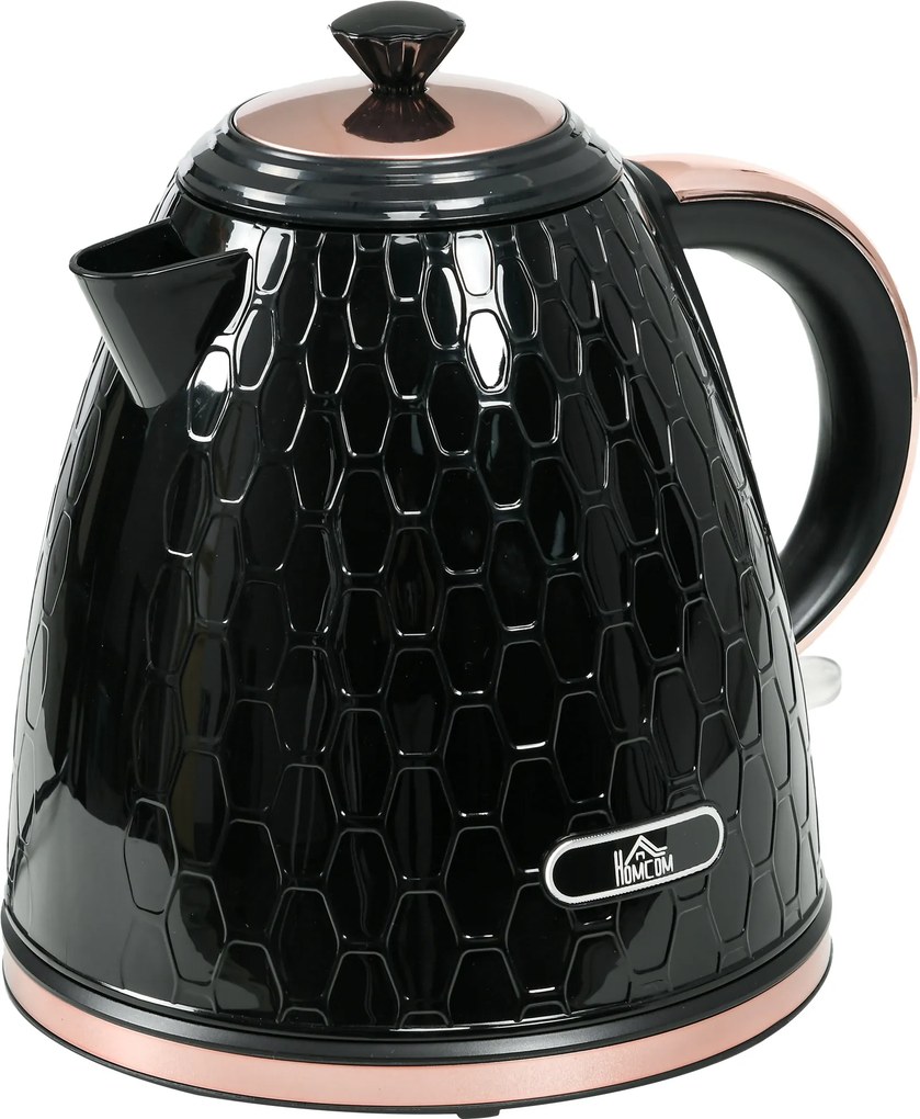 HOMCOM Czajnik, 2200W, okno widokowe, filtr, szybki czajnik, Czarny