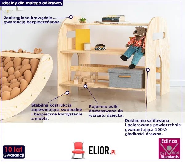 Drewniany regał na zabawki do pokoju dziecięcego S6-A25