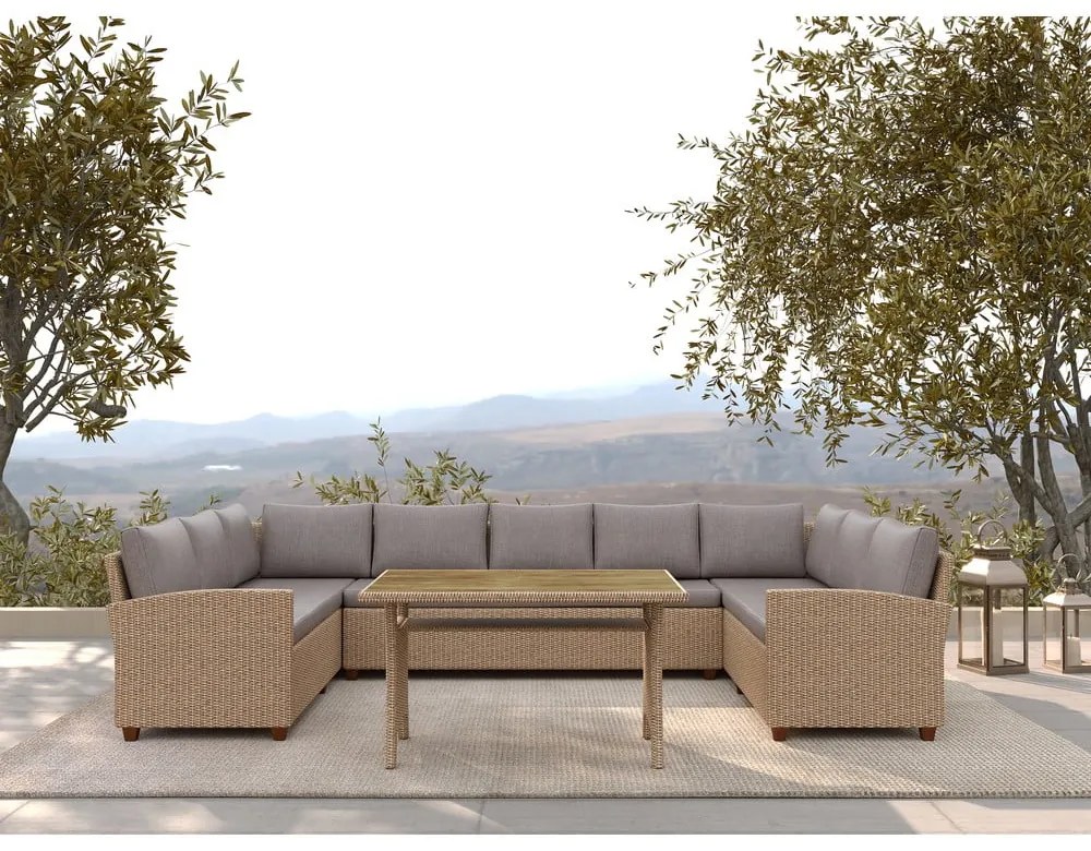 Beżowy zestaw mebli ogrodowych dla 9 osób Ventura – Unique Furniture