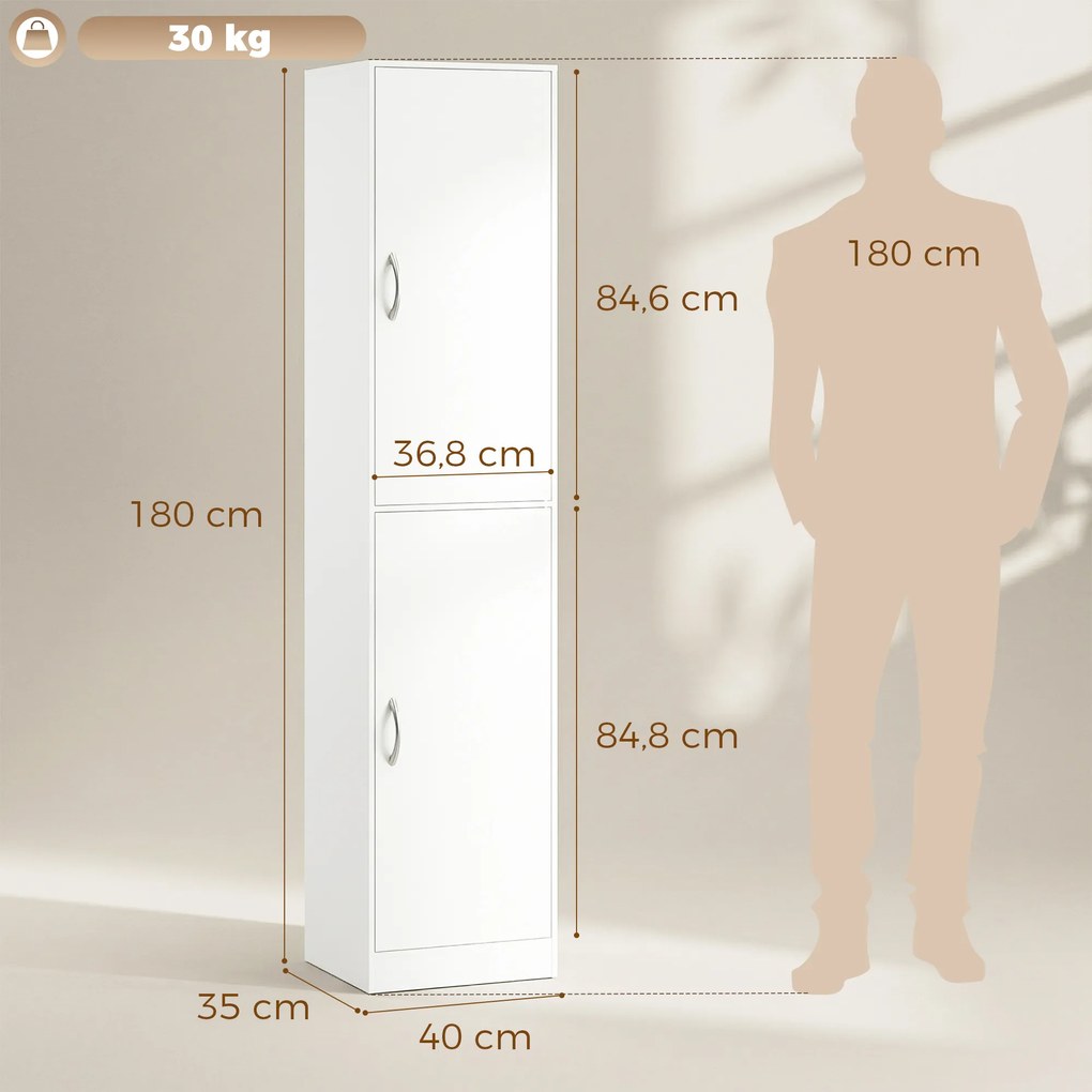 HOMCOM 180 cm wysoki regał na książki, nowoczesny pięciopoziomowy regał z regulowanymi półkami, wolnostojąca szafka do przechowywania, biały | Aosom PL