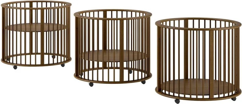 Brązowy kojec dla dzieci z litego drewna bukowego 90x90 cm Dino – Vipack