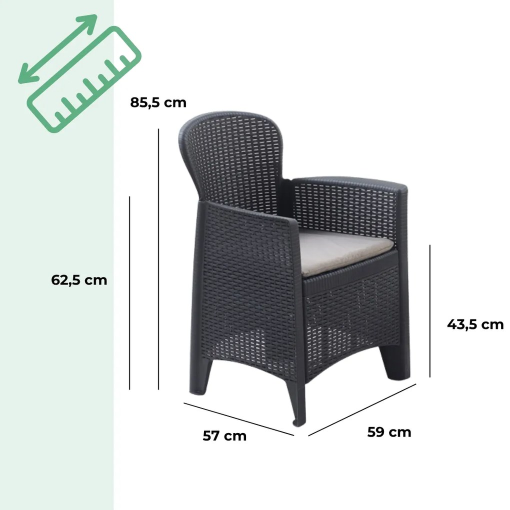 Zestaw ogrodowy TREE, 3-częściowy, antracytowy I.P.A.E-Progarden