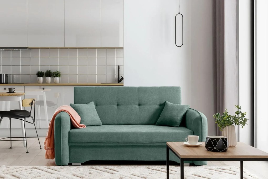 Sofa rozkładana z funkcją spania LAINE zielona ELTAP