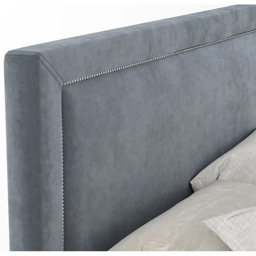 Ciemnoszare łóżko kontynentalne ze schowkiem 200x200 cm Lavenda – Maison de Rêve