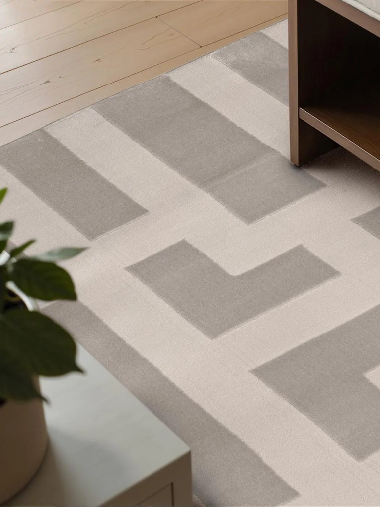 Dywan nowoczesny Perles Geometria szaro-kremowa 200 cm x 280 cm