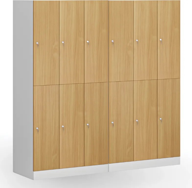 Szafka skrytkowa S1, 6 schowków, 1850 x 900 x 500 mm, zamek cylindryczny, drzwi laminowane, biała