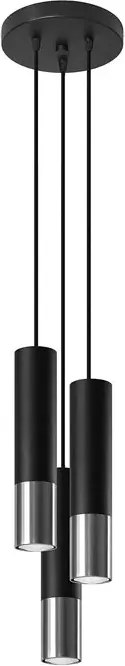 Czarno-chromowana lampa wisząca zwisy F8-T37