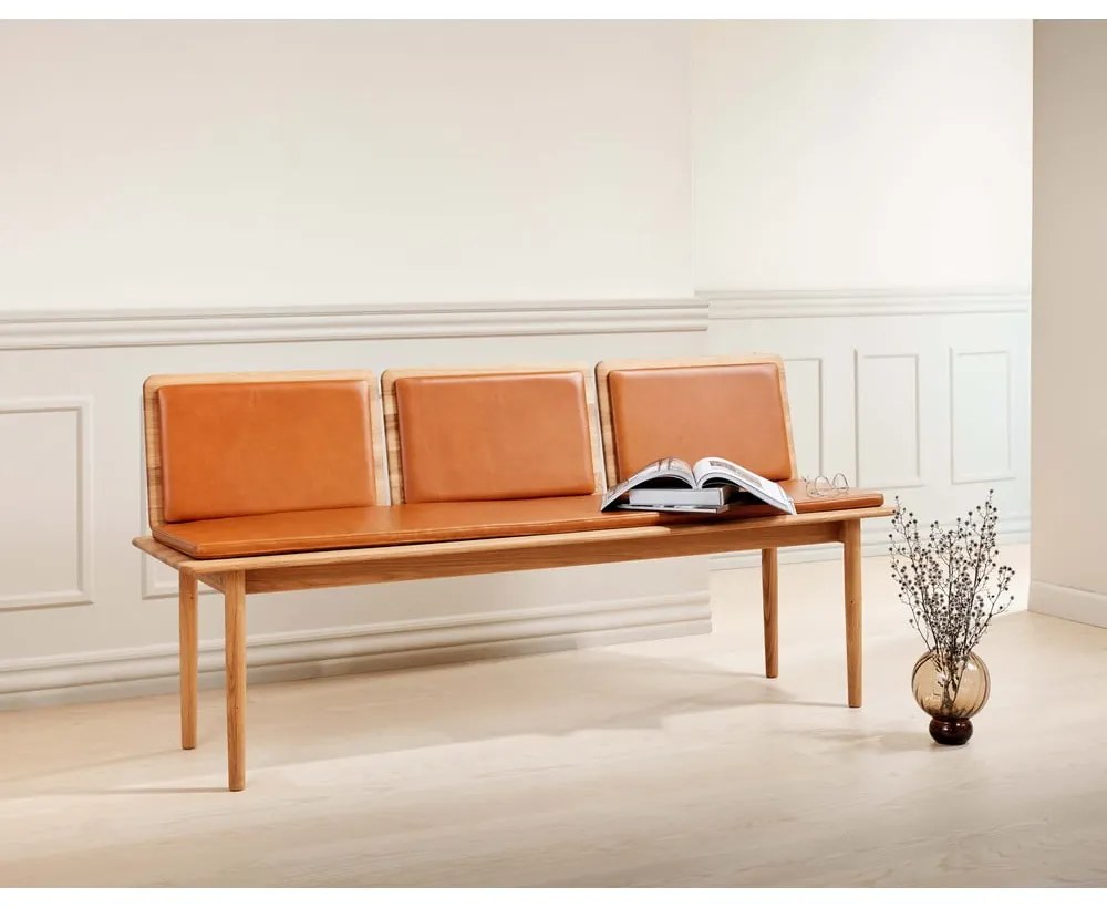 Koniakowo-naturalna skórzana ławka Elba – Hammel Furniture