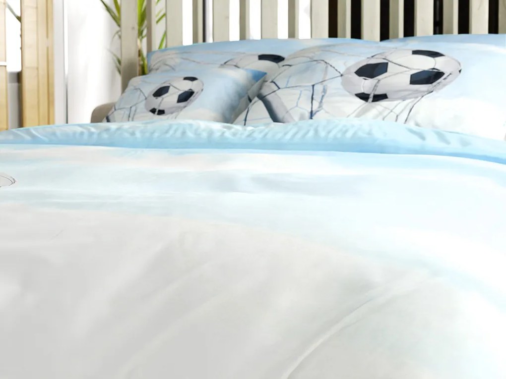 PrzytulneMieszkanie.pl PrzytulneMieszkanie.pl 3D Bawełniana pościel FOOTBALL ZONE, niebieski Rozmiar pościeli: 70 x 90 cm | 140 x 200 cm