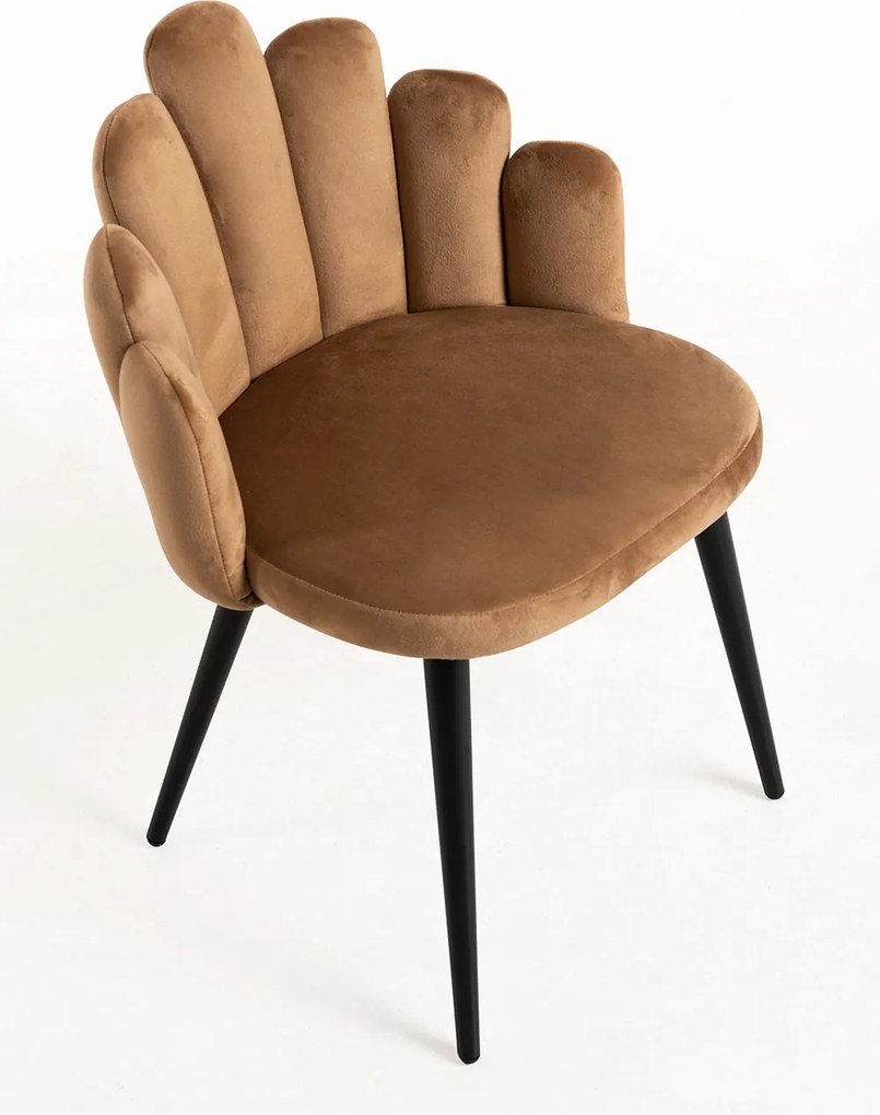 Zestaw 4 Krzese Hand Aksamitne Czarne Nogi