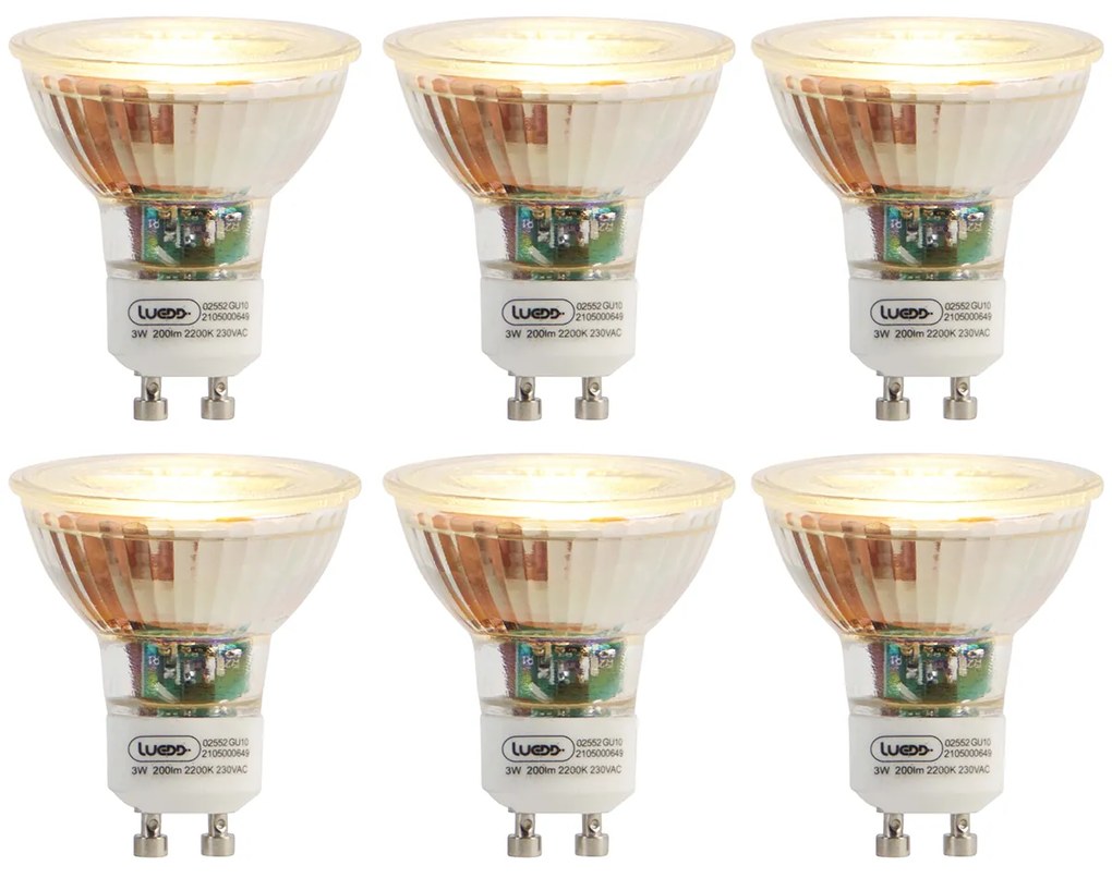Zestaw 6 żarówek LED GU10 3W 200lm 2200K
