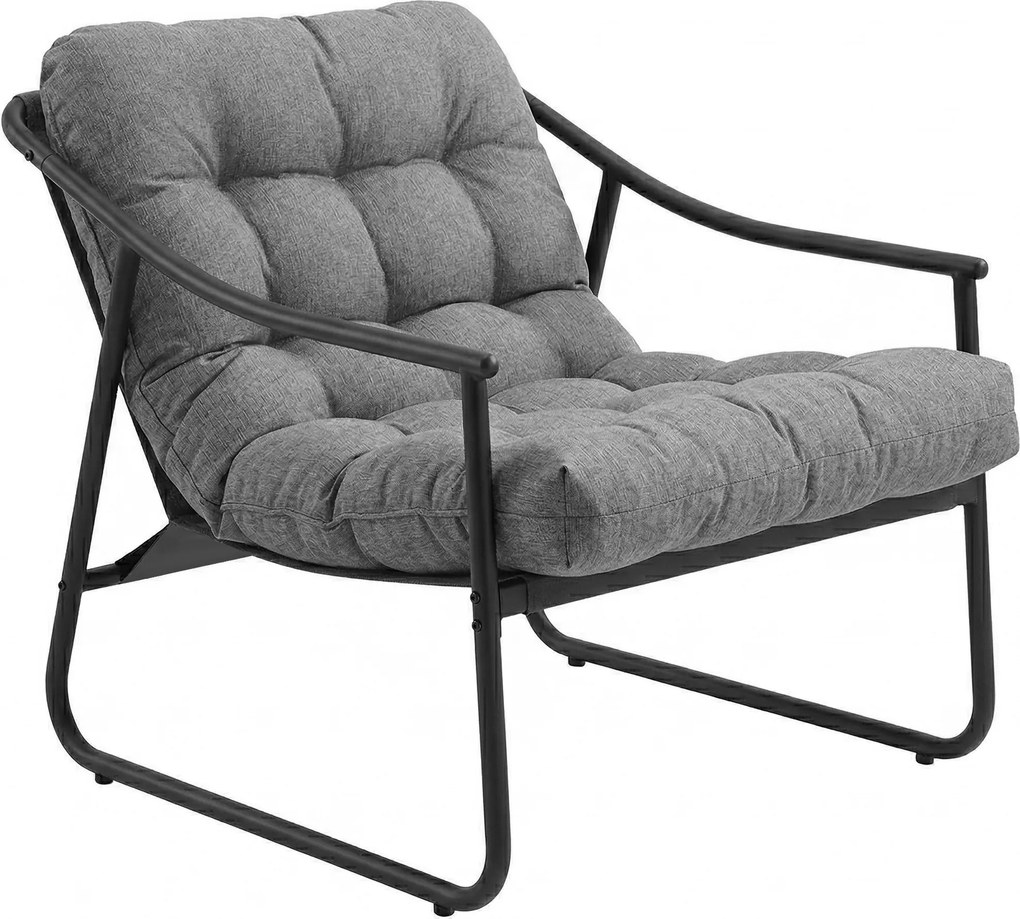 Outsunny Fotel ogrodowy z poduszką, nowoczesna sofa na balkon, maks. obciążenie 120 kg, ciemnoszary | Aosom PL